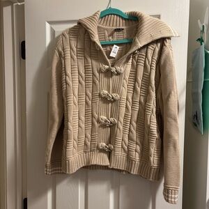 Beige Knit Toggle Sweater